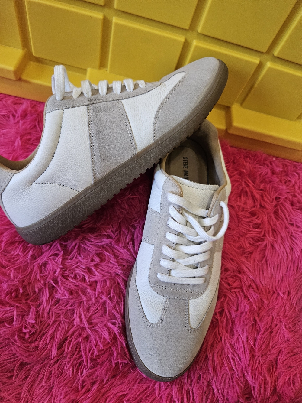 Steve Madden White and Light Gray Men's Sneakers